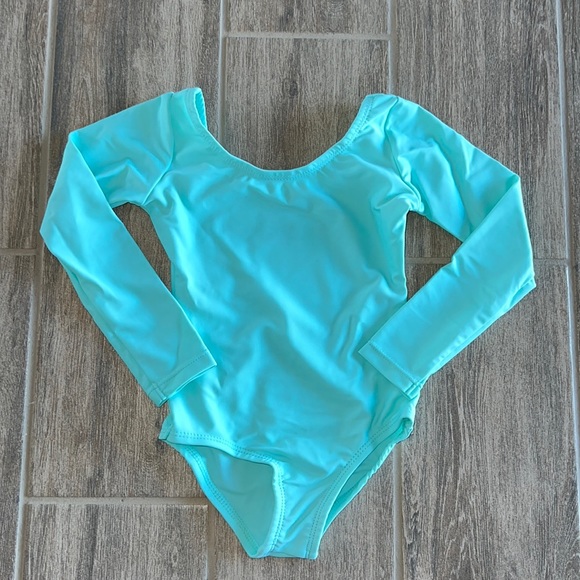 Leveret Girls Leotard Long Sleeve Ballet Dance Leotard 2T Seafoam Mint - Picture 2 of 3